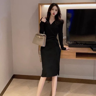 Đầm body len nhún eo