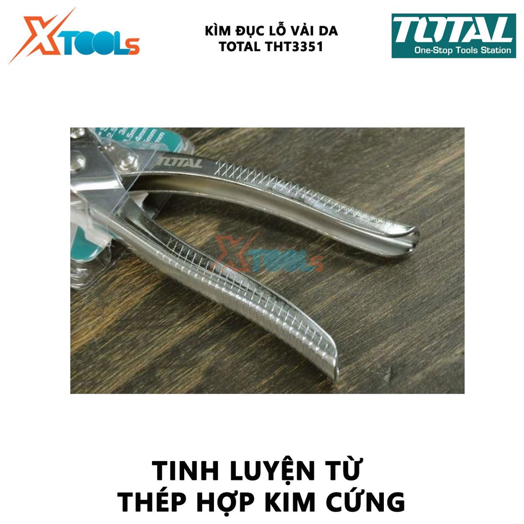 Kìm bấm lỗ TOTAL THT3351 kềm đục lỗ | 0.3kg | hỗ trợ bấm lỗ tròn, lỗ dẹt và lỗ hình oval, bầu dục [XSAFE][XTOOLS]