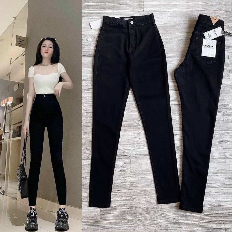 [HÌNH THẬT] QUẦN JEANS SKINNY ĐEN CO GIÃN - 2 MÀU XÁM, ĐEN - CẠP CAO ÔM BODY HOT GIRL - QUẦN BÒ DÀI TRƠN BASIC 6