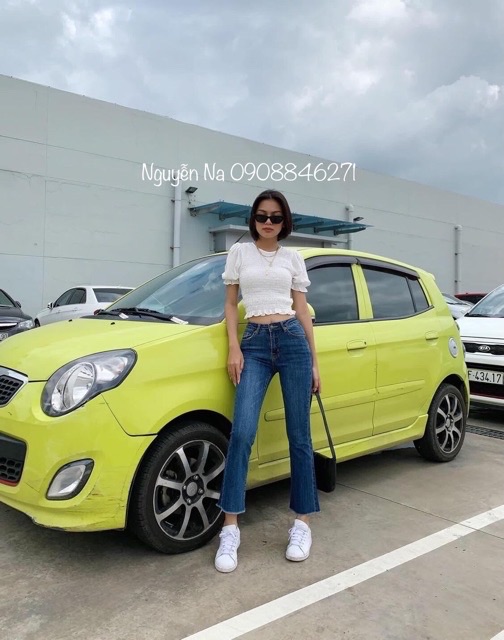 quần bò ống loe xanh trơn | BigBuy360 - bigbuy360.vn