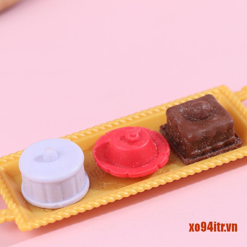 XOITR  1/12 Dollhouse Miniature Cake Afternoon Tea Dessert Food Model Doll House D