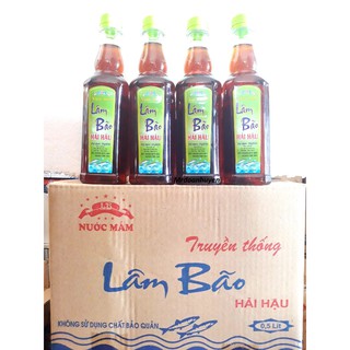 Thùng 20 Chai 500ml Nước Mắm Lâm Bão Nắp Xanh Độ Đạm 37gN/ Lít