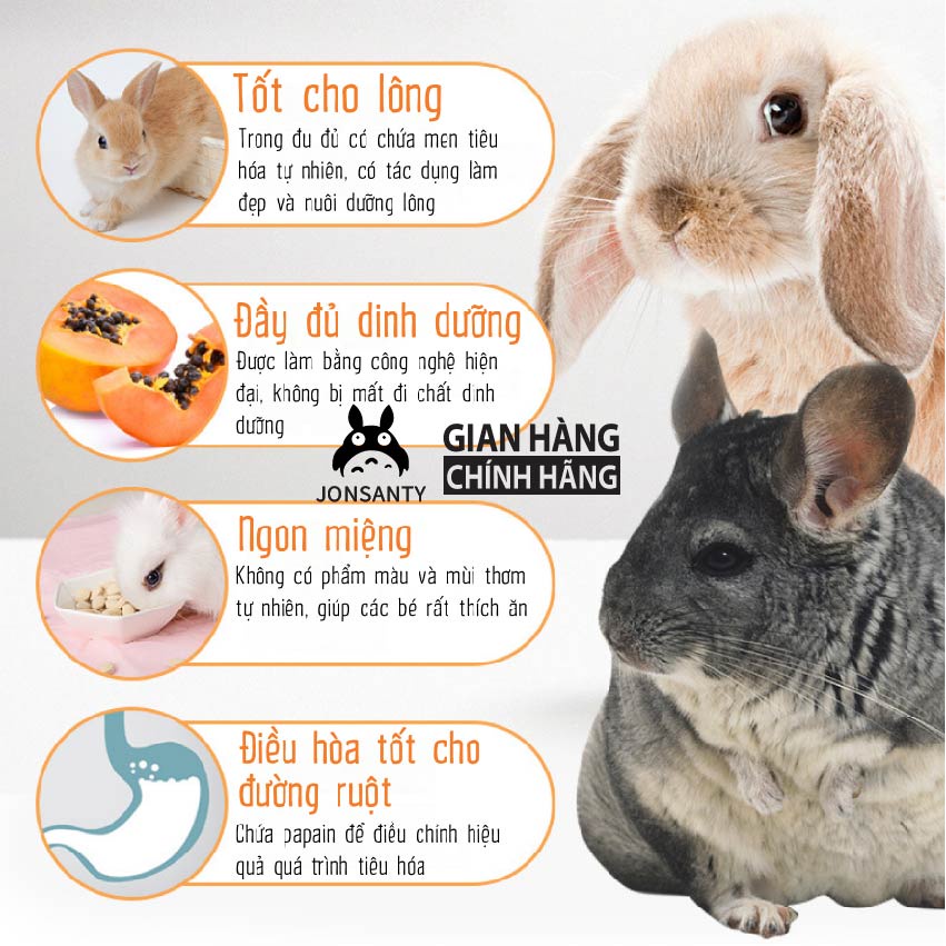 Viên uống dinh dưỡng cho thỏ hãng JONSANTY bổ sung Kẽm,Axit lactic,Sắt,Kali,cân bằng dinh dưỡng bồi dưỡng lông mới  095