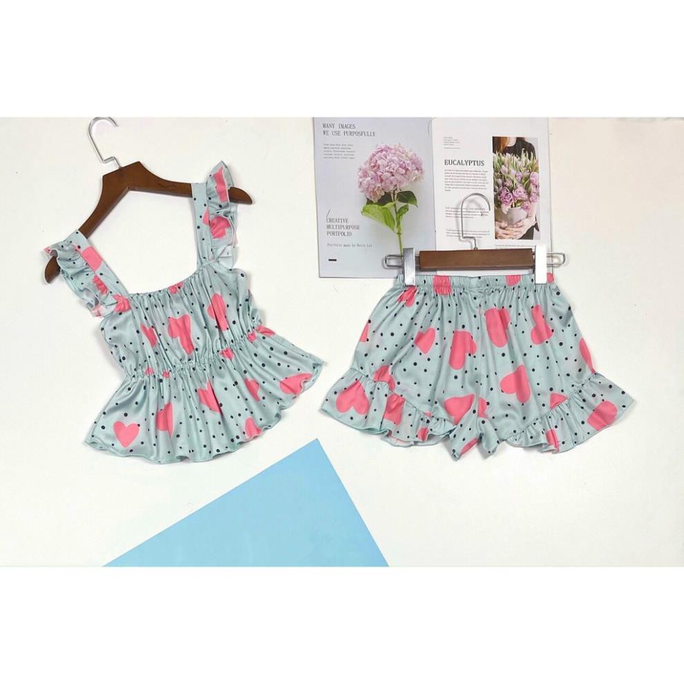 Bộ Mặc Nhà Nữ - Đồ Ngủ 2 Dây Quần Cộc Lụa Satin Cao Cấp Gợi Cảm Cute Cho Nữ | Hân Fashion | BigBuy360 - bigbuy360.vn