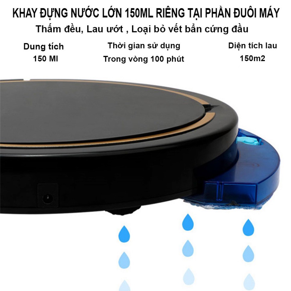 Robot Hút Bụi, Robot Hút Bụi Lau Nhà,  Công Suất Hút 2800Pa Cực Mạnh, Cảm Biến Chống Rơi Thông Minh, Khay Đựng Nươc Lớn