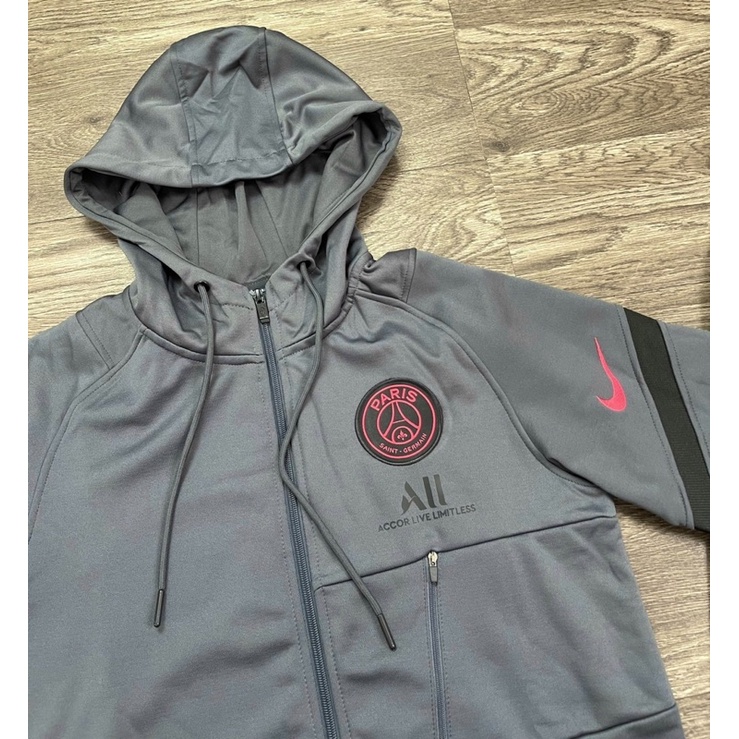 Bộ Quần Áo Thể Thao Nam Jacket + Pant NK PSG Strike Gris Rouge 2022