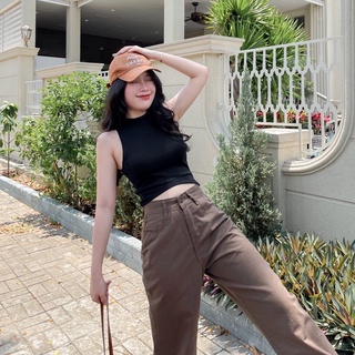Áo balo cổ cao dáng croptop lửng