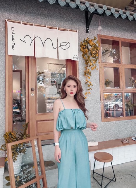 BÁN SỈ SET ÁO 2 DÂY NHÚN MIX QUẦN SUÔNG ĐŨI