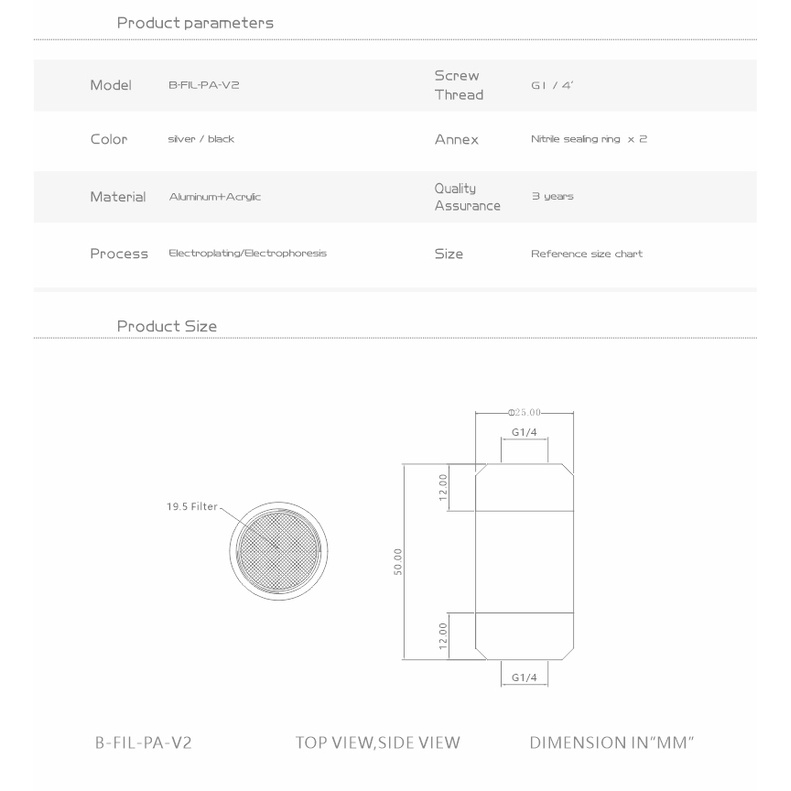 Bykski Đầu Nối Ống Nước b-pa-v2 g1 / 4 Bằng Kim Loại + acrylic Chuyên Dụng