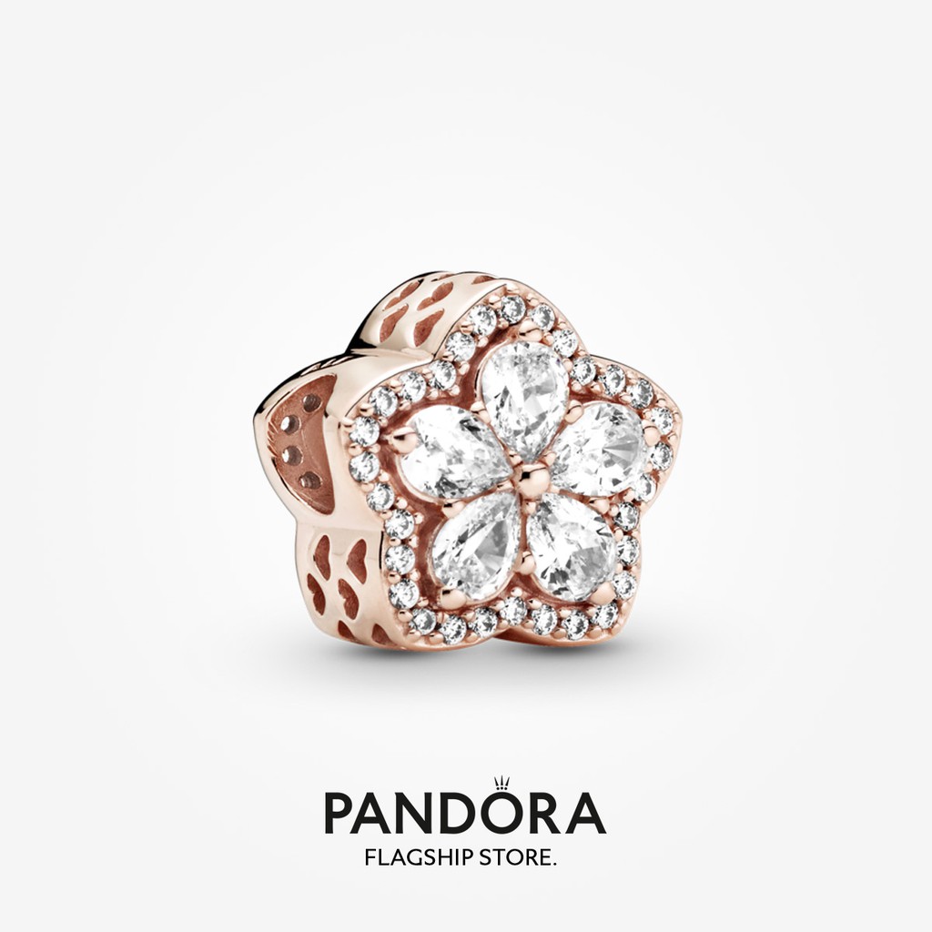 Pandora Bông Tuyết Mạ Vàng Hồng 14K Lấp Lánh Quyến Rũ