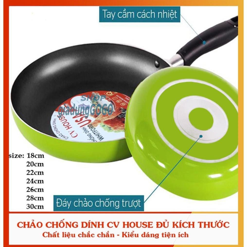 Chảo Chống Dính Đủ Size 30Cm-28Cm-26Cm-24Cm Hợp Kim Nhôm Cv House Công Nghệ USA