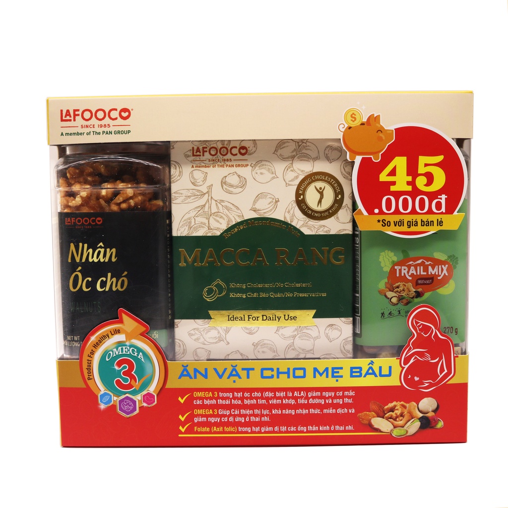 COMBO ăn vặt cho mẹ bầu Nhân óc chó Macca Hạt Hỗn Hợp và quả mọng dinh dưỡng | LAFOOCO