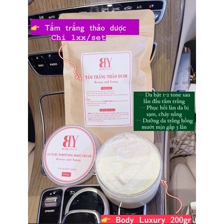 Kem body siêu dưỡng trắng size mini 200gr và tắm trắng thảo dược cao cấp dành cho da body