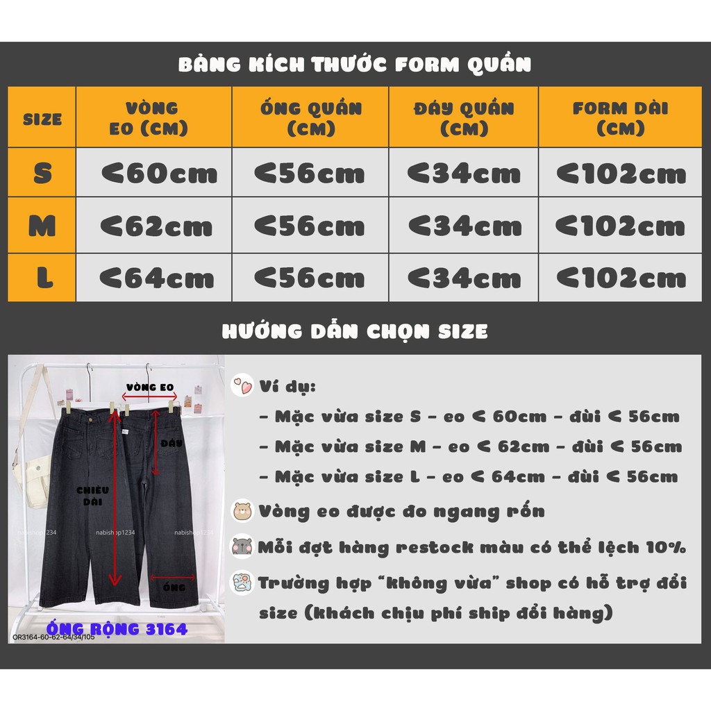 Quần Ống Rộng Jean Nữ Cạp Cao Túi Kiểu - Nabishop1234 Mã 3163 (ẢNH THẬT KÈM VIDEO) | BigBuy360 - bigbuy360.vn