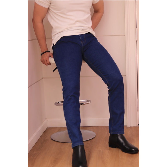 Quần jeans nam dài basic Royjeans xanh đen trơn co giãn không rách phong cách thời trang retro (44 -97kg)