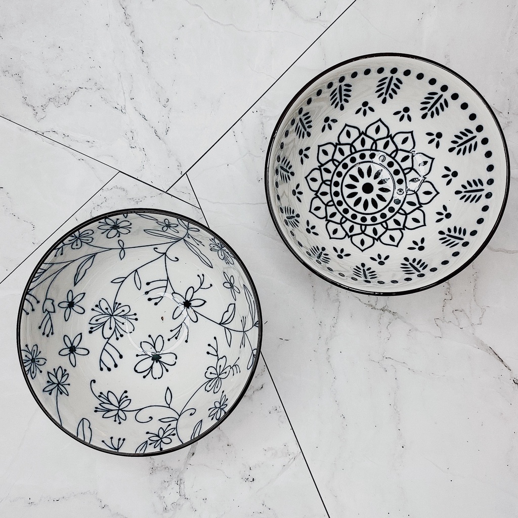 Bộ chén bát đĩa sứ Ceramic Porcelain 6 món MFA-6D (Phù hợp cho 2 người) - Tặng kèm 2 đôi đũa (Hộp quà tặng sang trọng)