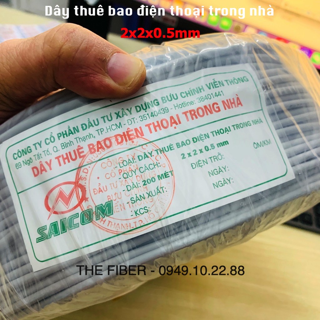 Dây điện thoại 2 đôi trong nhà, lõi đồng 2x2x0.5mm (Cuộn 200M)