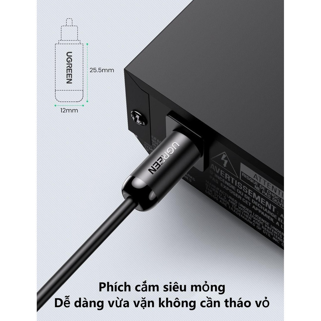 Cáp audio quang Toslink Optical UGREEN 70890 | Hỗ trợ âm thanh 5.1/ 7.1 | Đầu cáp mạ vàng | BH 18 Tháng 1 Đổi 1 |