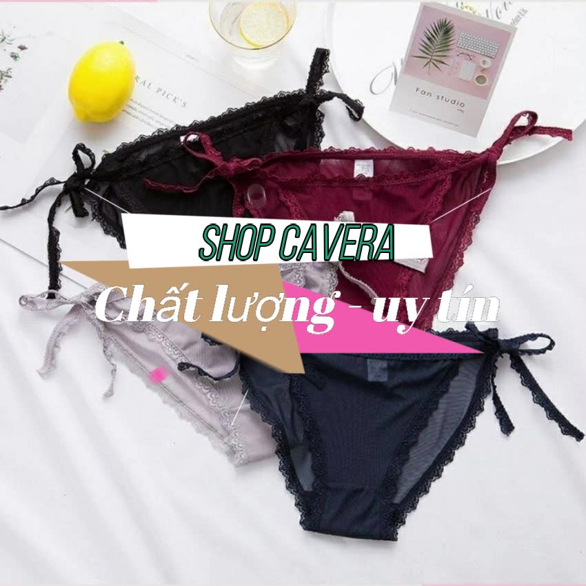 Quần lót sexy - Quần chip nữ ren dây cột xuyên thấu gợi cảm đường cong Cavera L105 | BigBuy360 - bigbuy360.vn