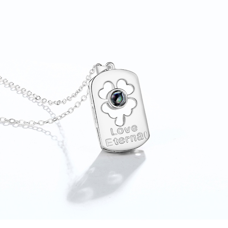 Flgo Set 2 Vòng cổ Mặt Đá Chiếu Cỏ Bốn Lá in 100 Ngôn Ngữ I Love You