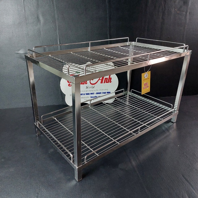 Kệ inox 304 - Kệ chén dĩa 2 tầng đứng inox 304 KCD2T3060