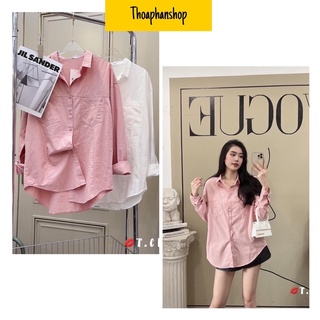 Áo sơ mi oversize tay dài có túi