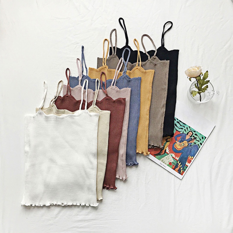 Brroa Áo Croptop Hai Dây Hở Lưng Xinh Xắn Cho Nữ