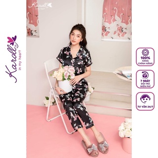 Bộ đồ ngủ pijama lụa nữ mặc nhà Jcvcoll - Karoll NH19.201.8 Bộ lụa luxury hoa