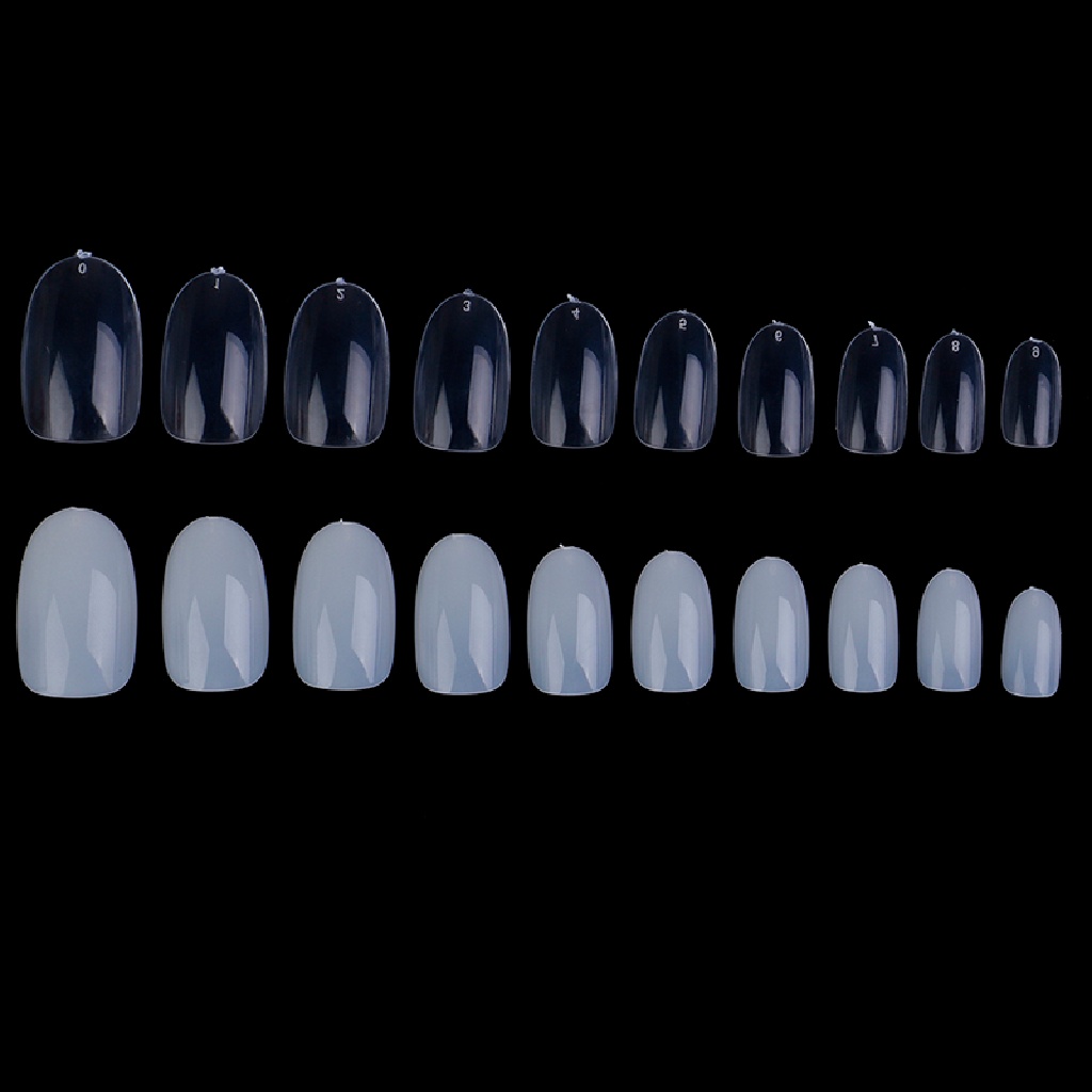 Bộ 500 Móng Tay Giả Ngắn Elip Bằng Acrylic Che Phủ Toàn Diện ♨Trên đó