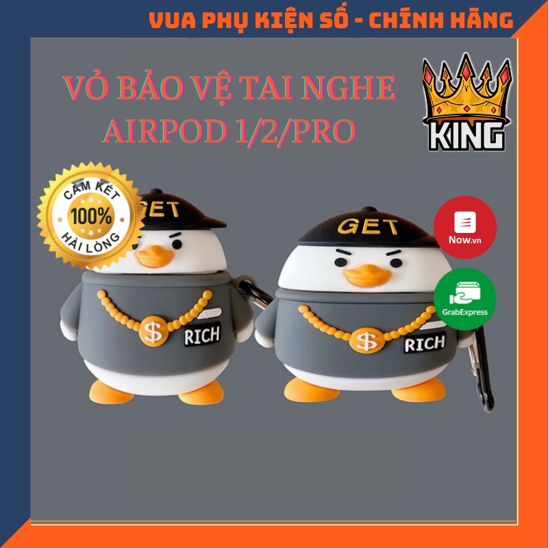 Vỏ bảo vệ bao đựng tai nghe ✔️ case airpod 1 2 Pro ✔️ Vịt Rich kid