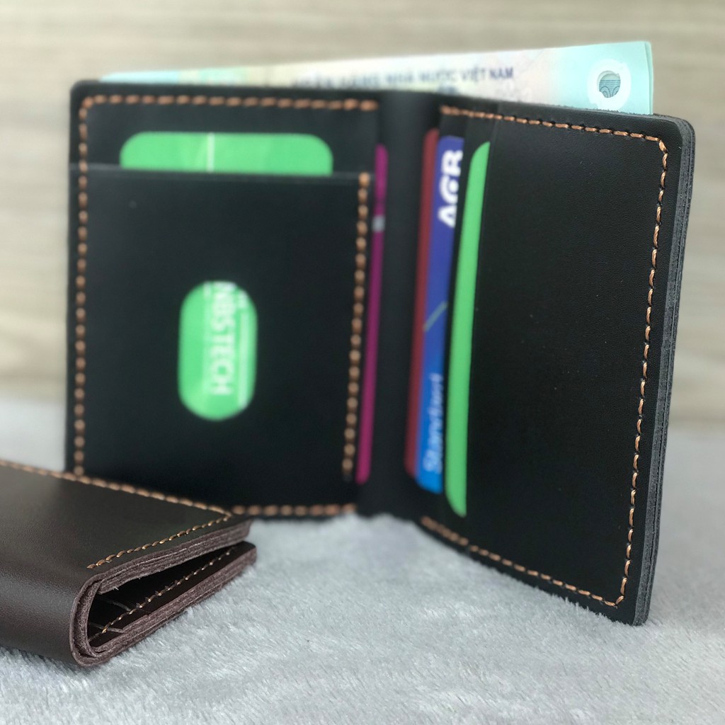 Ví nam mini da bò handmade nhỏ gọn kiểu đứng thời trang HEKI DX20