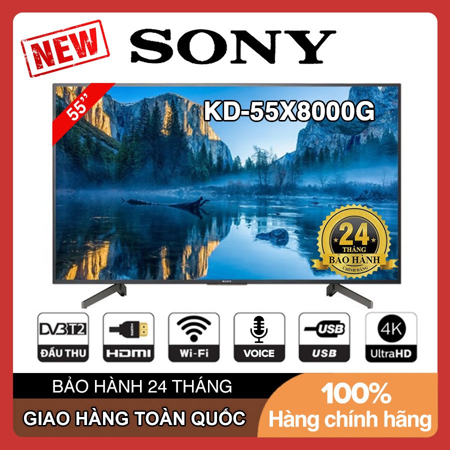 Smart Tivi Sony 55 inch UHD 4K KD-55X8000G Android 8.0, Điều khiển giọng nói, Youtne, Tivi Giá Rẻ - Hàng Chính Hãng