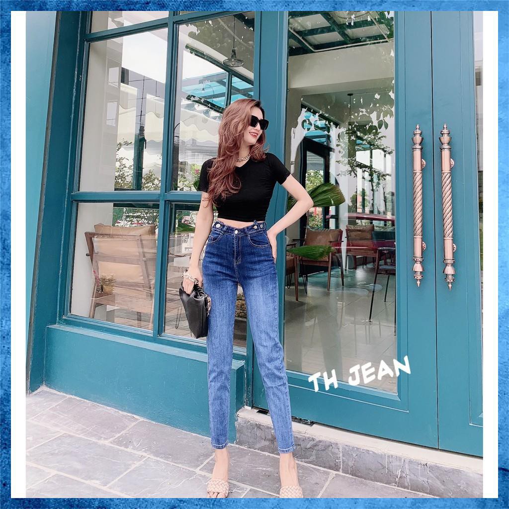 [Jeans nữ thiết kế] Quần bò baggy, quần jeans lưng cao túi chéo màu khói loang. Mã D1160