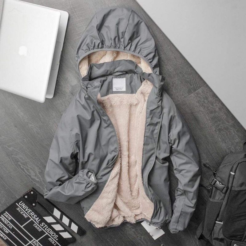 Áo Gió Nam Lông Cừu Siêu Ấm, Chất Gió Chống Thấm Nước