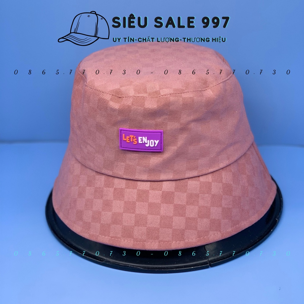 NÓN BO CỤP ENJOY THÊU LOGO HỌA TIẾT CARO NHIỀU MÀU FORM CỤP SIÊU ĐẸP