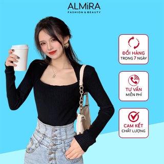 Áo len tăm dài tay giữ nhiệt chất len cao cấp thời trang thu đông almira cd015