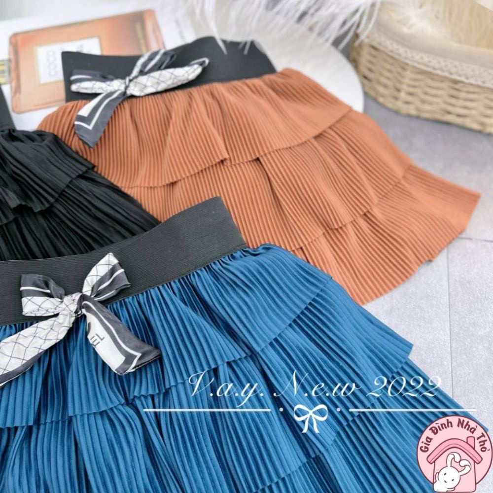 Chân váy đầm, váy tầng jean bò cho bé gái