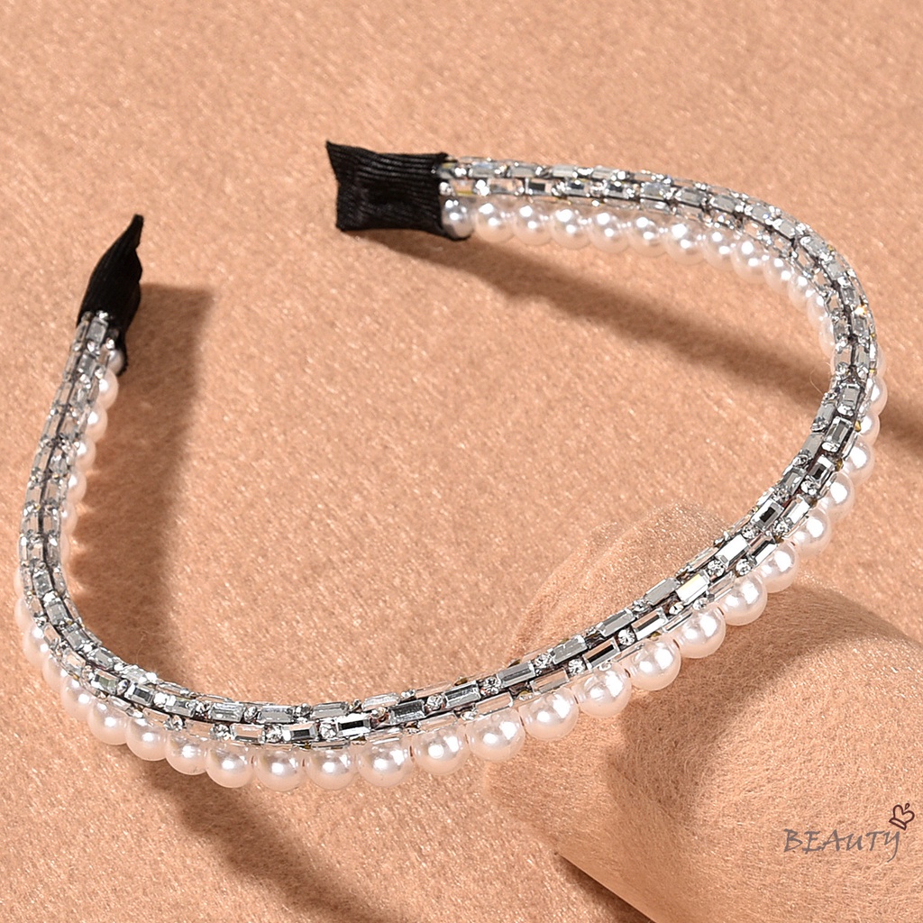 Băng Đô Cài Tóc Đính Đá Ngọc Trai Thời Trang Đơn Giản Cho Nữ