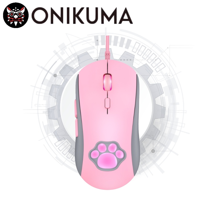 Chuột máy tính Onikuma CW918 màu hồng dễ thương có đèn RGB