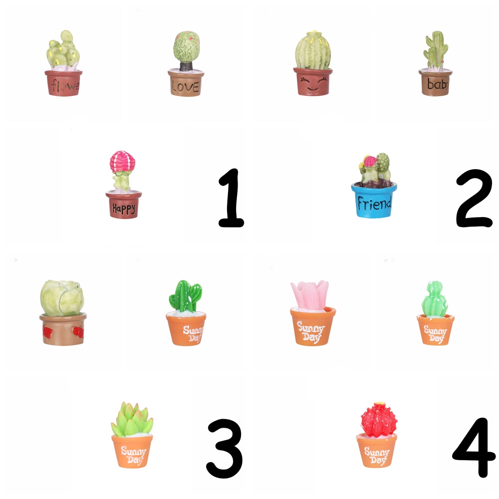 Set 3 chậu cây xương rồng mini bằng resin dùng trang trí tiểu cảnh