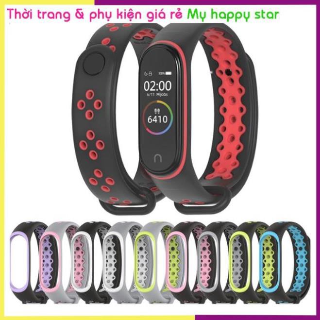 Dây đeo thay thế cho Xiaomi Miband 3 và 4 và 5 MB01 phối 2 mầu inbox mẫu