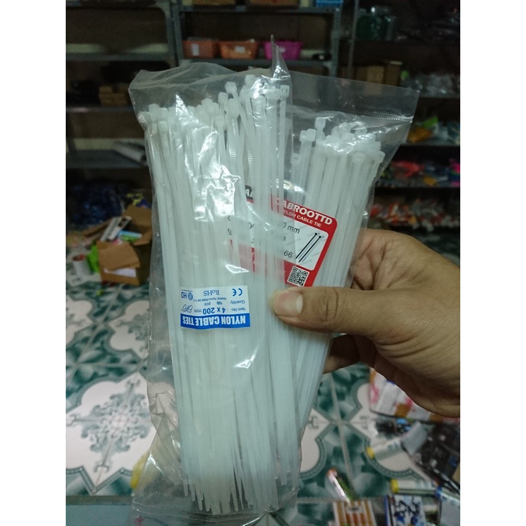 Túi 100 Dây Thít, Dây Rút, Lạt Nhựa 10cm, 15cm, 20 cm Trắng và Đen 88125 Shop Đức Tài Store