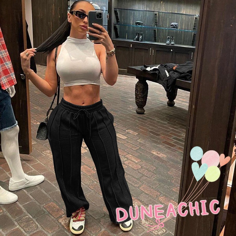 DUNEA Quần Dài Thể Thao Lưng Cao Dáng Rộng Co Giãn Tốt Thiết Kế Quyến Rũ Cho Nữ