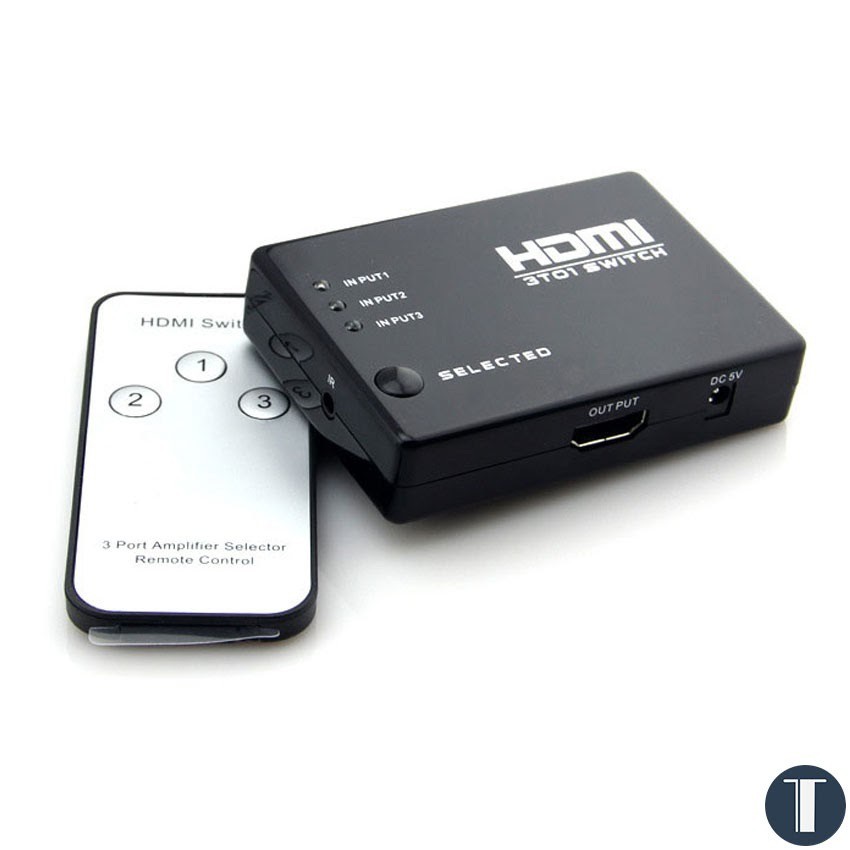 [Mã ELFLASH5 giảm 20K đơn 50K] Hub 3 HDMI --&gt; 1 HDMI (có Remote) Bộ gộp HDMI Switch 3 vào 1 ra