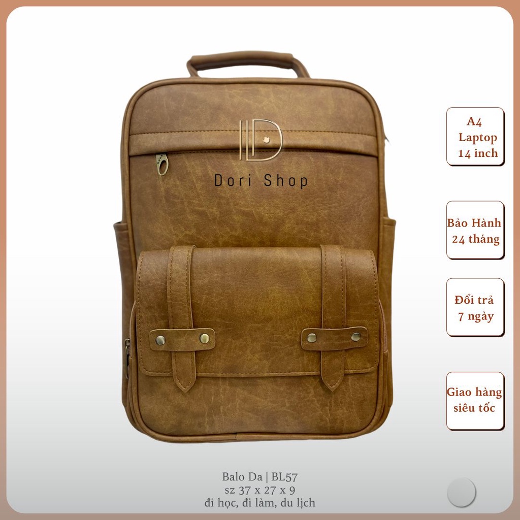 Balo Da laptop 15in, Ba lô công sở Dori Shop