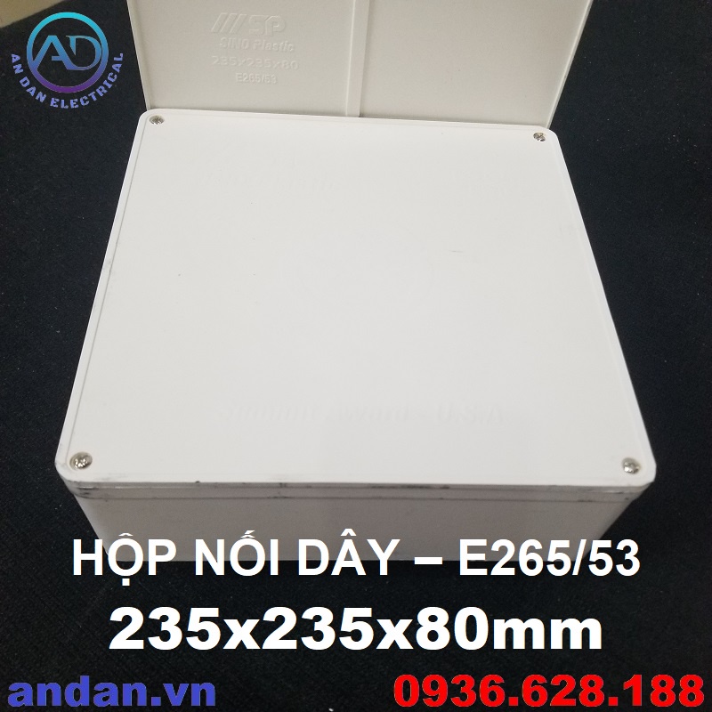 Hộp nối dây tự chống cháy 23x23x8cm, Hộp nối dây chống thâm 235x235x80mm E265/53