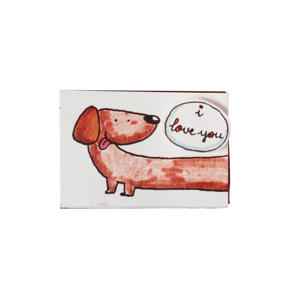 Thiệp Tình Yêu Hộp Diêm Chó Xúc Xích I Love You LV100