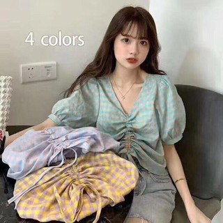 Áo Kẻ Dây Rút Croptop