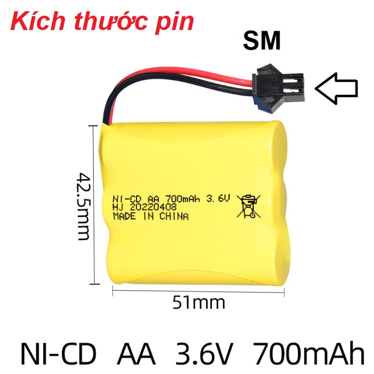 Pin 3.6v dung lượng 700mAh dùng cho xe ô tô điều khiển tái sạc nhiều lần
