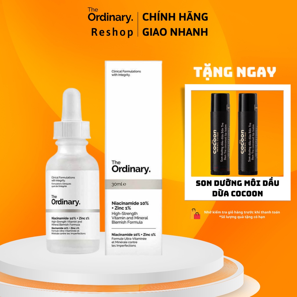 Tinh chất serum The Ordinary Niacinamide 10% + Zinc 1% giảm mụn, thu nhỏ lỗ chân lông